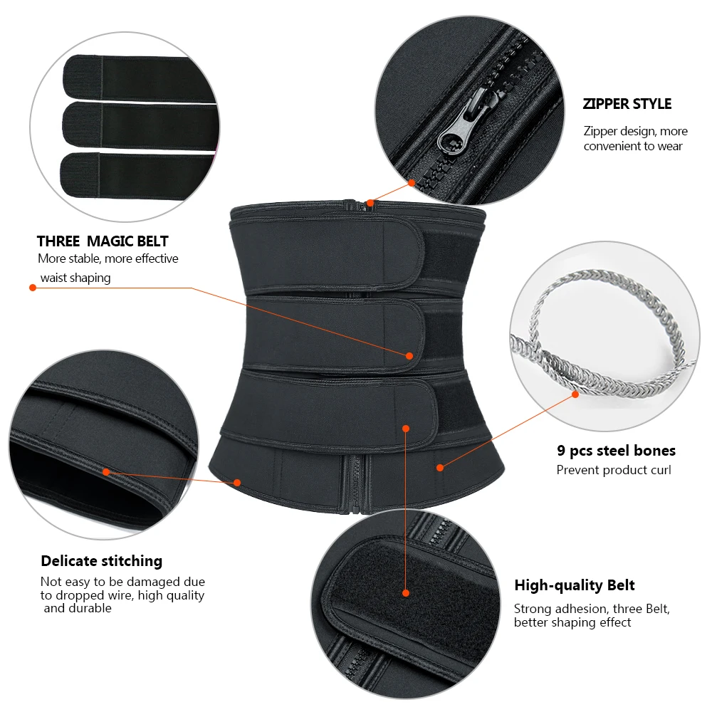 Cintura Trainer Cinto Espartilhos Desossado Corpo Shaper Mulheres Emagrecimento Roupa Interior Shapewear Respirável Modelagem Cinta Aço 8 Cintura trainer cinto espartilhos aço desossado corpo