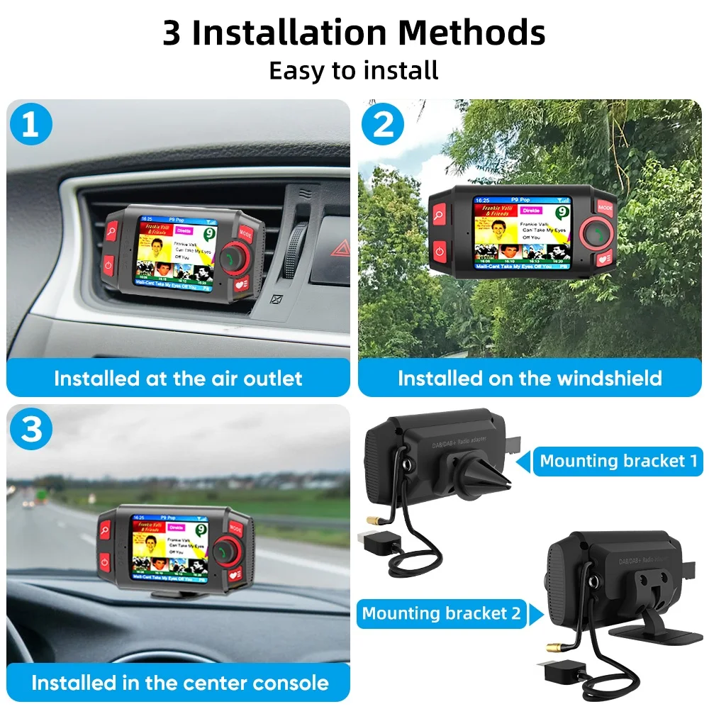 Deelife DAB DAB+ Car Radio Tuner Digital Audio Broadcasting Receiver with AUX Adapter FM Transmitter Handsfree Bluetooth Car Kit