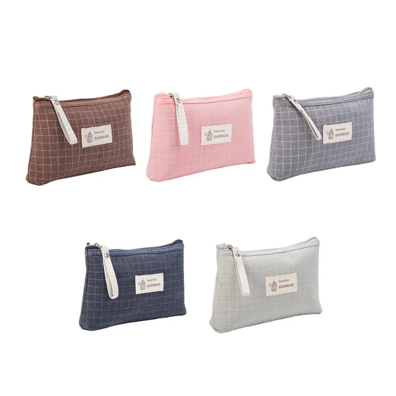 

Girls Purse Storage Bags Unisex Creative Cute Fashion Concise Plaid Pattern Storage Cosmetic Makeup Bag Portable Pocket Handbag