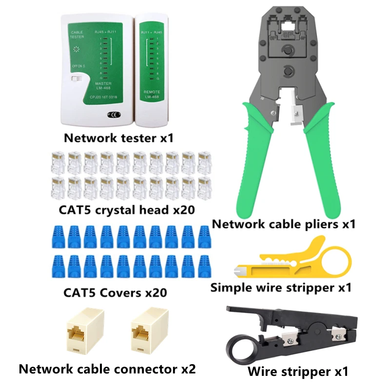 network wire tracer Jillway LAN Network Repair Tool Kit tester RJ45 CAT5 Crimping pliers Portable  Cable Tester Wire Tracker Line maintenance tool wire map tester