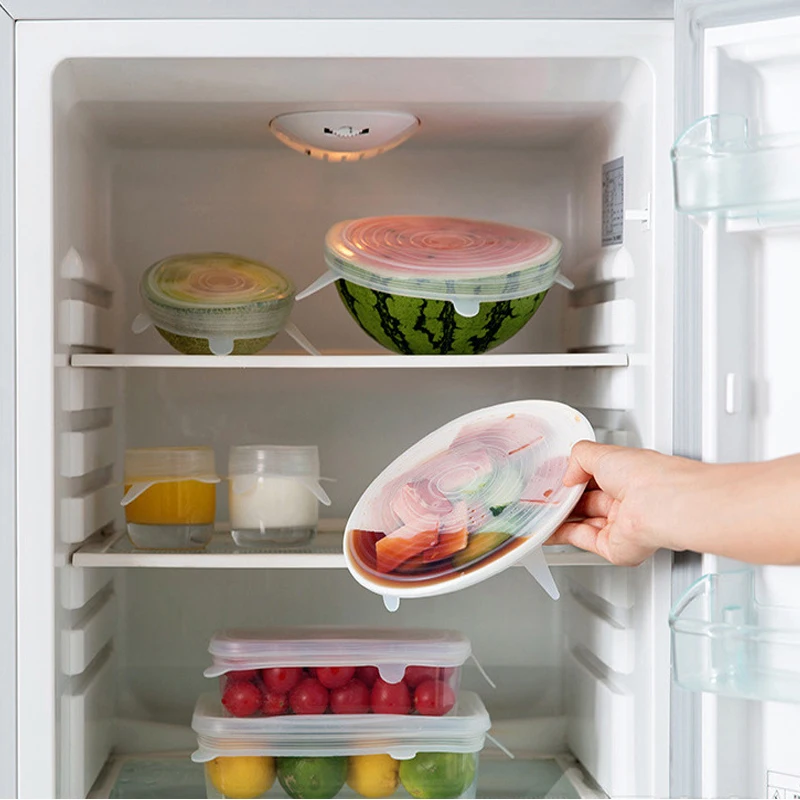 6 шт. силиконовые крышки для пищевых продуктов|Крышки посуды| |