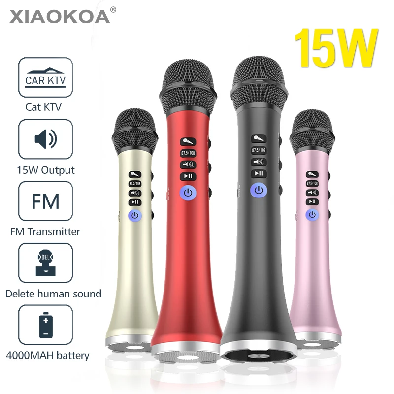 

XIAOKOA L-698 professional 15W portable USB wireless Bluetooth karaoke microphone speaker with Dynamic microphone