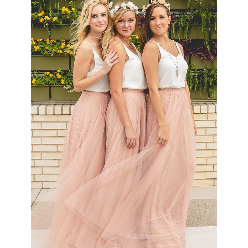 

Лидер продаж 2021, дешевые платья для подружек невесты, Тюлевая юбка, румяна, выпускные платья/Макси-юбка подружки невесты, вечерние платья