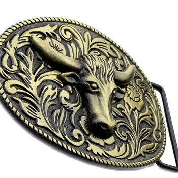 

Zinc Alloy 3D Longhorn Belt Buckle Arabesque Buckle Animal For Men Casual
