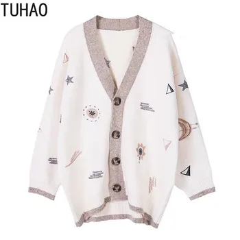 

TUHAO Casual Long Cardigan Female Winter Autumn Long Sleeve Crochet Cardigan Women Sweater Women Knitted Jacket Tops