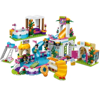 

New Heartlake Girls club Summer Pool fit friends figures city model Building block Bricks diy toys girl gift for Christ