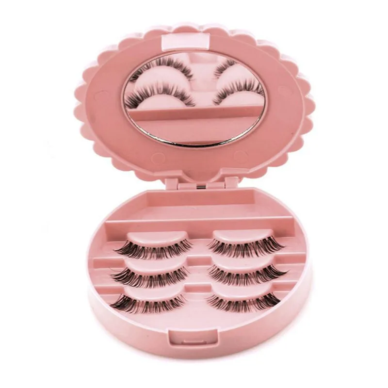 

10*3CM Bow False Eyelash Storage Box Girl Women Makeup Cosmetic Mirror Case Organizer Case Flip Artificial Eyelashes Holder #Ju