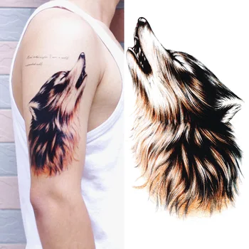 

1 PC Fashion Unisex Temporary Tattoo Sticker Wolf Design Arm Body Art Big Large Fake Tattoo Sticker