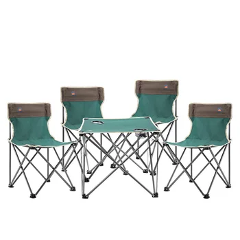 

Rugged camping portable beach chair set outdoor leisure table and chair five-piece folding chair