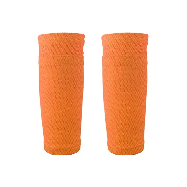 1 пара, футбольные защитные футбольные мужские носки, защита голени с карманом для Футбольные Щитки на голень, рукава для ног, поддерживающие взрослых - Цвет: Оранжевый