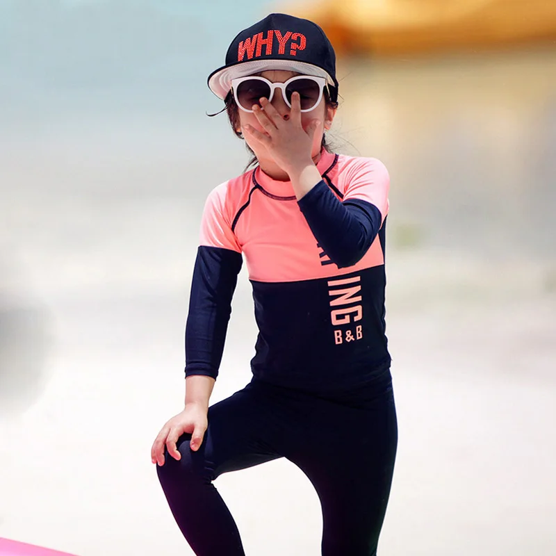Children Swimwear Children's Long Sleeve Split Swimsuit