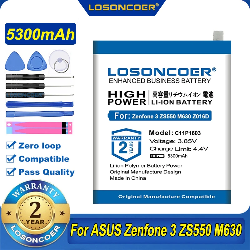100% Оригинальный LOSONCOER 5300 мАч C11P1603 Аккумулятор для ASUS Zenfone 3 Deluxe ZS570KL 5 7 дюймов Z016D M630