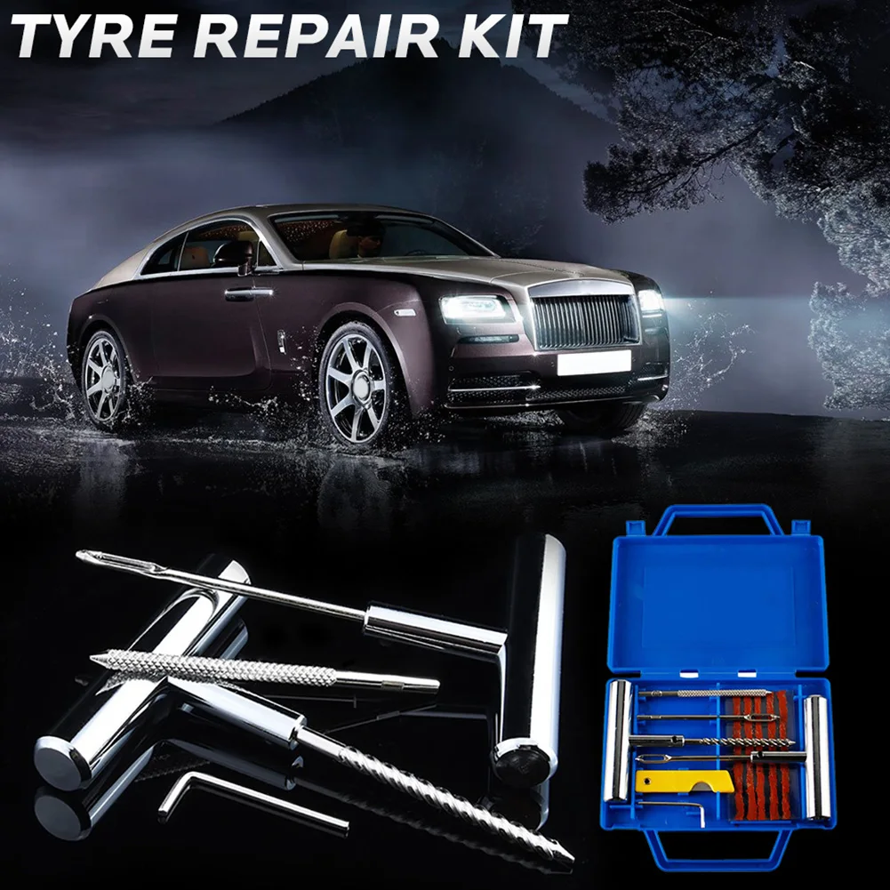 11pcs Tyre Repair Kit Outdoor Metal Plug Flat Fix Puncture Universal For Automobiles Motorcycle Travel Multifunction car tools 11pcs Tyre Repair Kit Outdoor Metal Plug Flat Fix Puncture Universal For Automobiles Motorcycle Travel Multifunction car tools