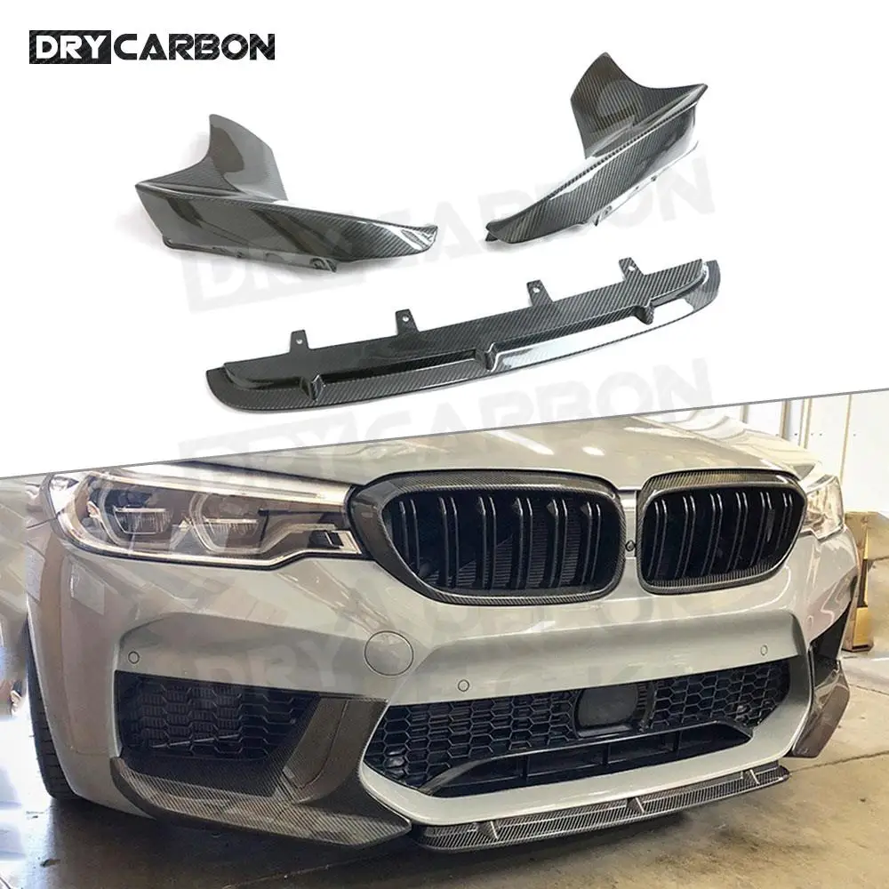 

Dry Carbon Fiber Car Front Bumper Lip Chin Splitters Spoiler For BMW 5 Series F90 M5 2018 2019 Head Lip Splitter Flaps Body Kits