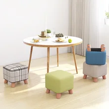 Tabouret de luxe pour chaussures nordiques, réglable en hauteur basse, en cuir velours, repose canapé pour enfants, vanité, chaise carrée, petit tabouret, banc de change