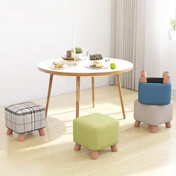 Taburete de lujo para zapatos Nórdicos taburete bajo Altura ajustable sofá Taburete de descanso de terciopelo de piel para niños Silla de tocador suave Taburete cuadrado pequeño zapato Taburete de cambio de banco