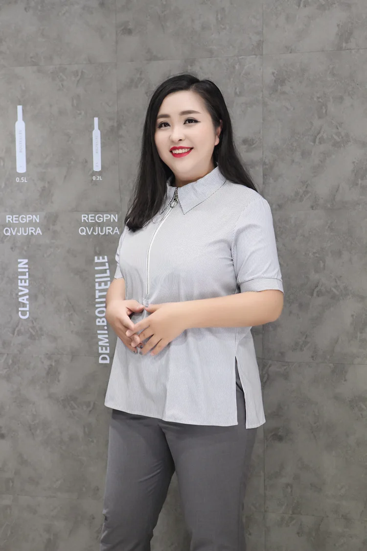 9XL 8XL 7XL 6XL 5XL blusa social feminina женские рубашки белые топы для девушек в полоску свободного размера плюс Blusas топы M315