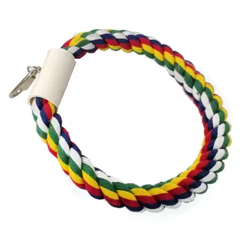 

2 Pcs Bird Swing Hanging Parrot Colorful Spiral Rope Toys with Bells Chewing