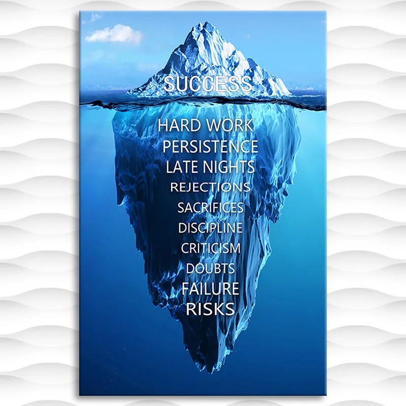 Canvas Painting Tip of The Iceberg Success Posters and Prints Wall Art Motivational Phrase Picture for Living Room Decor No Fram