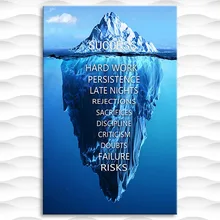 Canvas Painting Tip of The Iceberg Success Posters and Prints Wall Art Motivational Phrase Picture for Living Room Decor No Fram