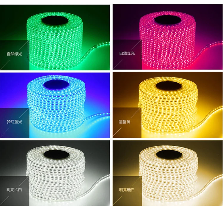 #Best Christmas light LED Strip 5050 Waterproof 220V IP66 High Voltage LED Flexible Strip Power Plug 60leds m Garden holiday party