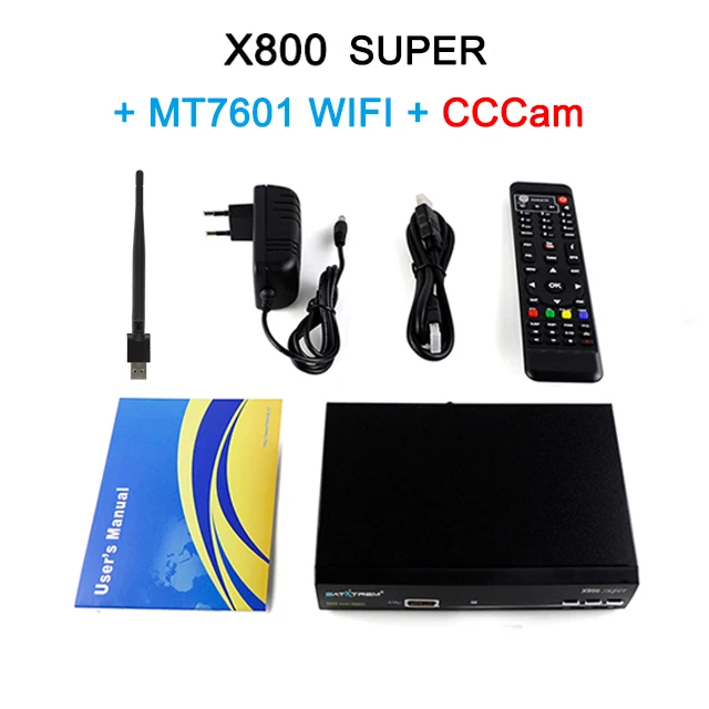 box with wifi cccam Satxtrem X800 Super HD мини-спутниковый приемник Azamerica DVB S2 тв Тернер цифровой декодер с MT7601 Wifi Ccam ТВ приемник - Цвет: box with wifi cccam