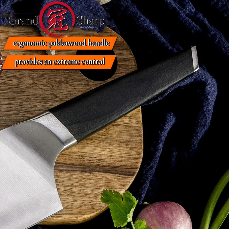 GRANDSHARP нож шеф-повара 7,7 дюймов нож Кливер 3 слоя японской AUS-10 кухонные ножи из нержавеющей стали инструменты овощи рыба мясо