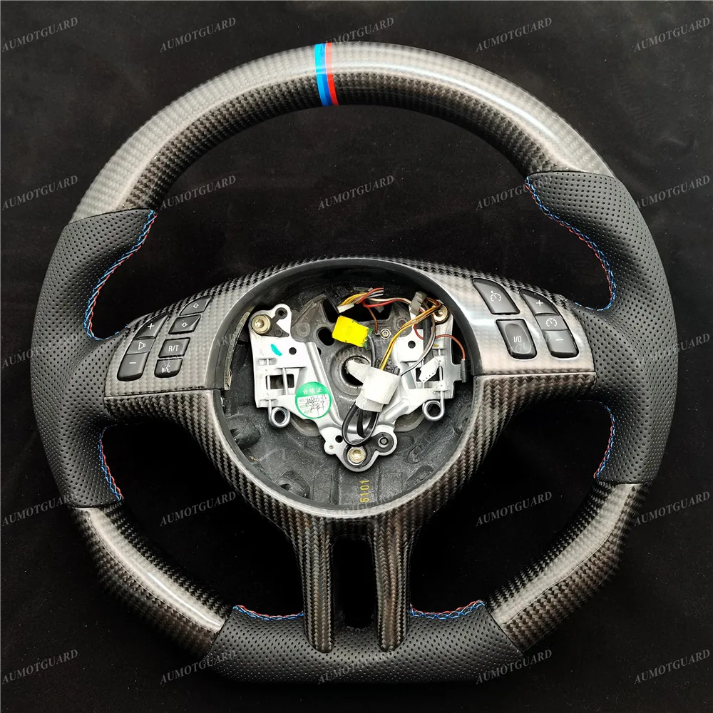 

Carbon Fiber Perforated Leather Steering Wheel Assembly For BMW 3 Series M E46 1998 1999 2000 2001 2002 2003 2004 2005