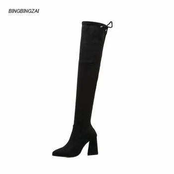 

BBZAI New pattern High Quality sexy Internet celebrity Women's Boots 8cm Over knee Elastic boots Thin Heel Bottines 35-38 39