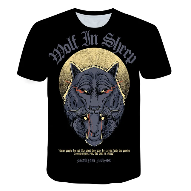 New Wolf T-shirt 3D Print Summer T shirt for Men Casual Oversized Men's Sports T-shirt O-neck hip hop Short Sleeve Tops Clothes t shirt for men-T873