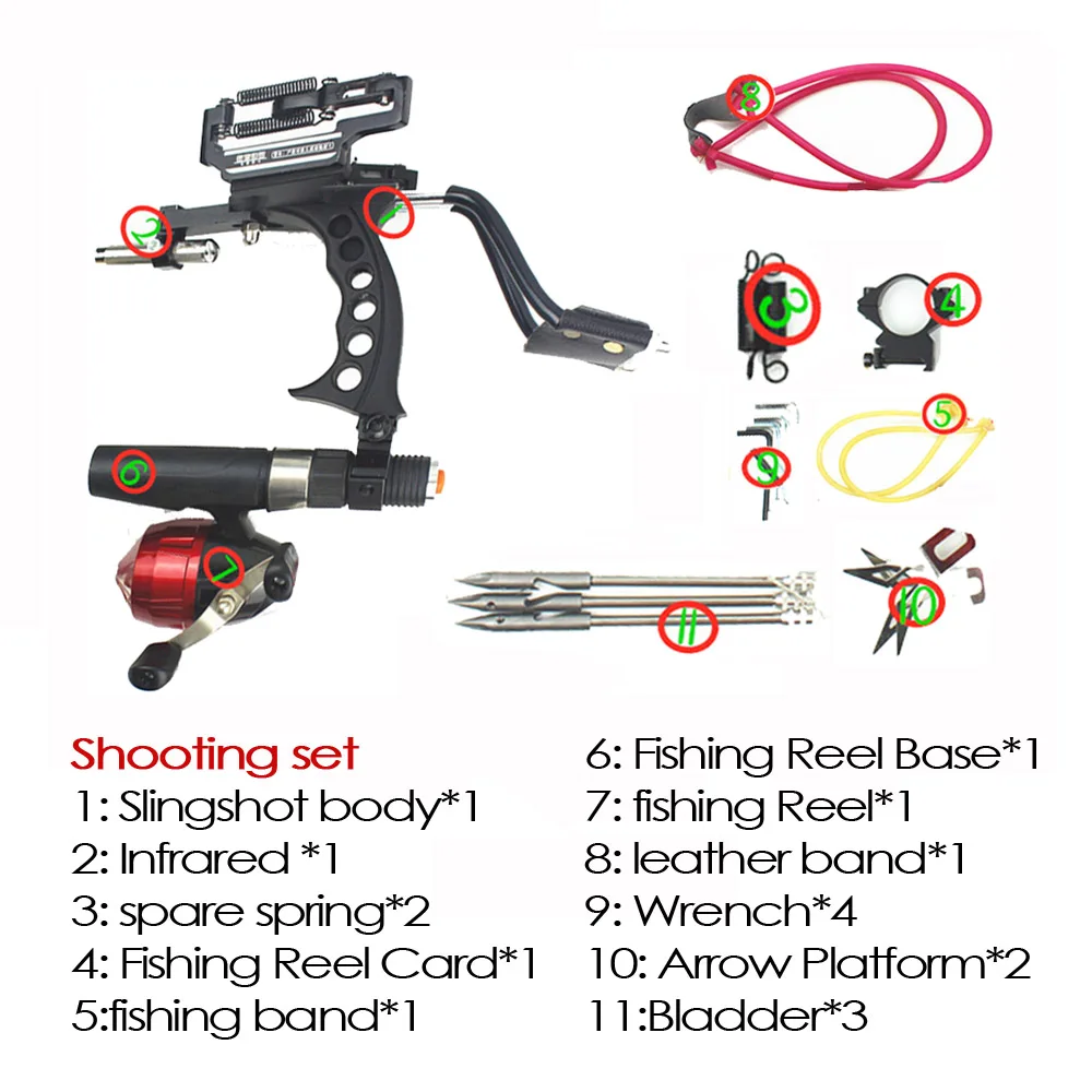 Мощная охотничья рыболовная Лазерная Рогатка из нержавеющей стали профессиональная Рогатка катапульта Мощная Рогатка может загружать стрелы - Цвет: Fishing Set