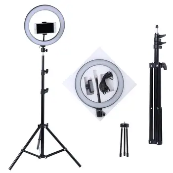 

Photography LED Selfie Ring Light 10inch Dimmable Camera Phone Ring Lamp With Stand Tripods For Makeup Video Live Studio
