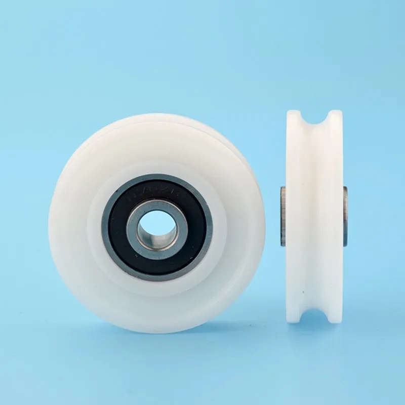 U-Nut, kunststoffbeschichtetes Lager 628RS, 8 x 45 x 11,5 mm, Schiebetür, POM-Rollenrad, Nylon, U-Typ-Riemenscheibe, Bohrungsgröße 8 mm, Durchmesser 45 mm – Detail 6
