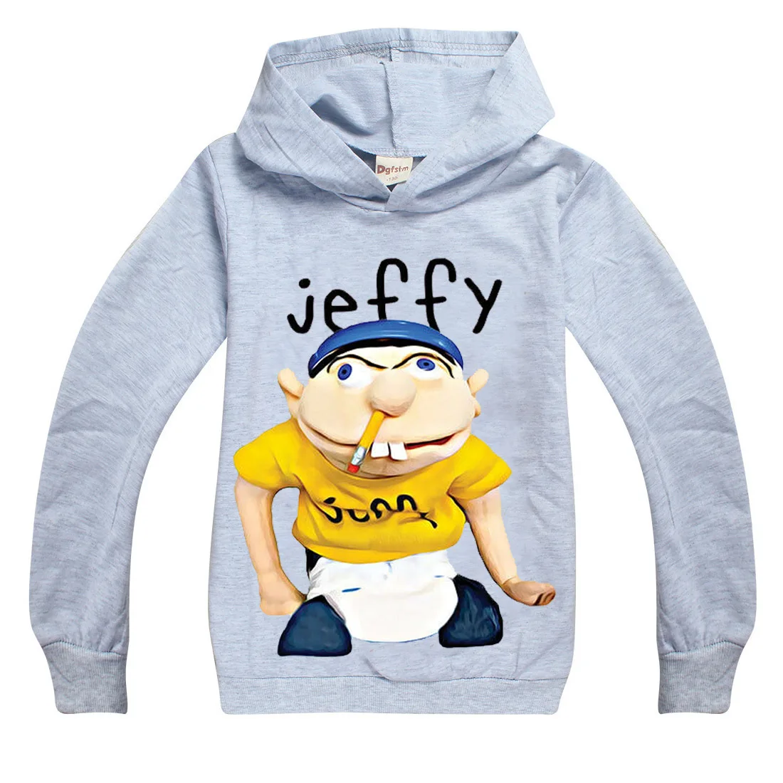 Толстовки с капюшоном Jeffy новая забавная толстовка с капюшоном для маленьких девочек детская одежда детская толстовка с капюшоном для девочек от 8 до 12 лет - Цвет: 7279gray