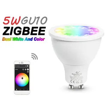 

GLEDOPTO 120 Degree 5W Zigbee APP Control GU10 RGB+CCT LED Spotlight Lamp Bulb White/Color LED spotlight ZGBEE ZLL AC100-240V