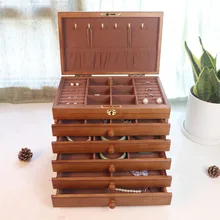 Neue Sechs-schicht Schmuck Box Juwelier Holz Handwerk Box Große Kapazität Prinzessin Europäischen Stil Lagerung Schmuck Organizer Geschenk Box