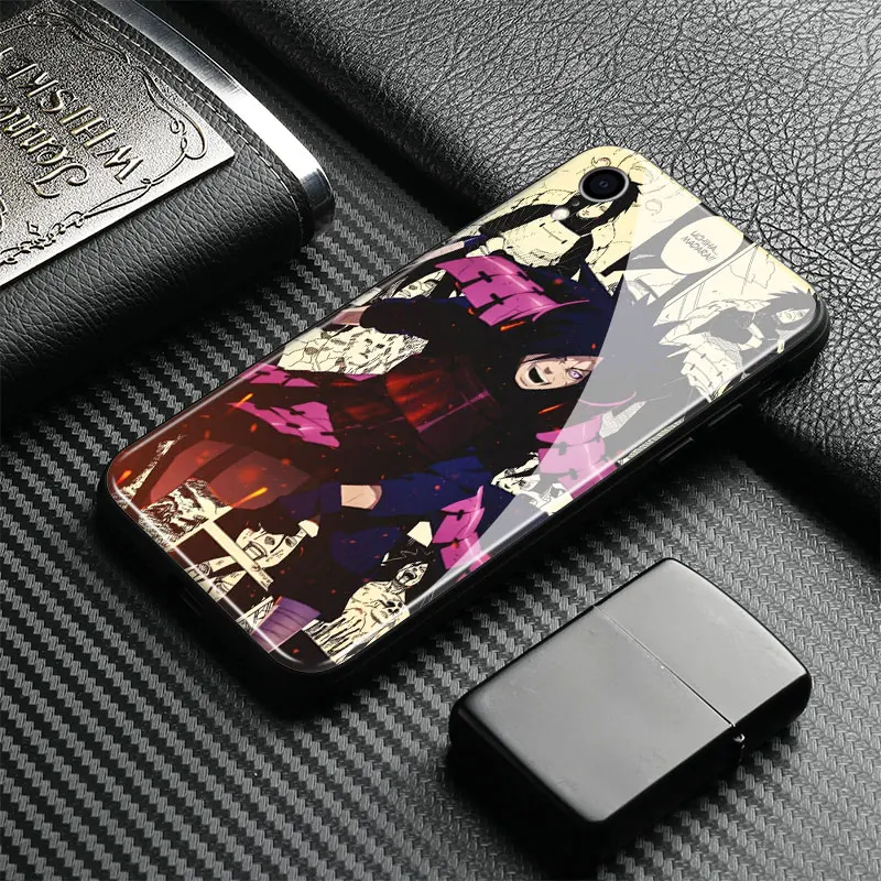 Uchiha Madara Naruto чехол для телефона аниме глянцевый чехол из закаленного стекла для Apple iPhone 6 6s 7 8 plus X XR XS 11 Pro max