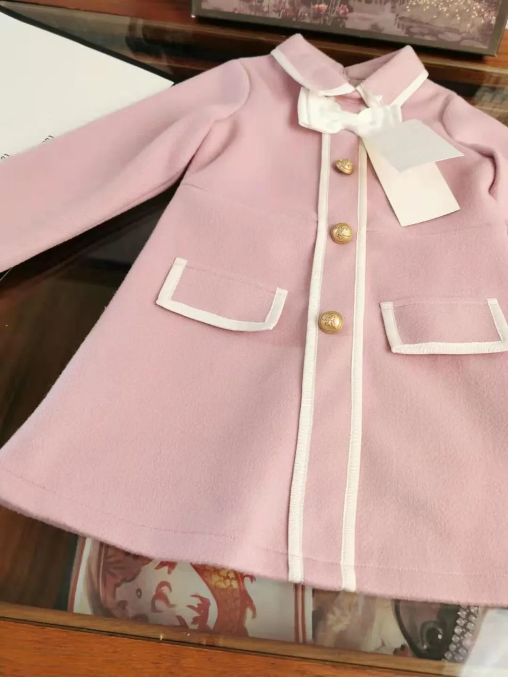 Розовое платье для маленьких девочек; vestido; платье для крещения с бантом и длинными рукавами; Зима г.; консервативный стиль; платья принцессы для маленьких девочек