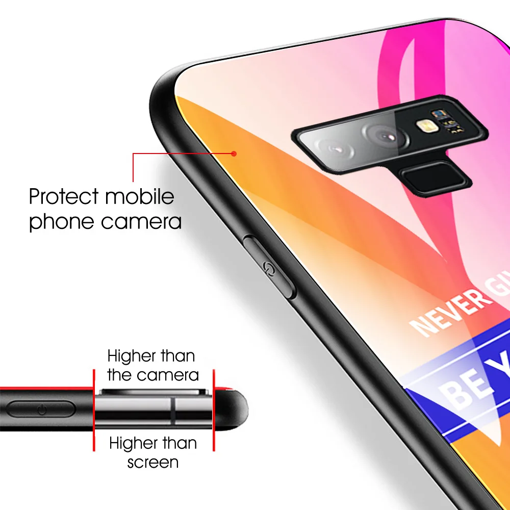 Для samsung Note 10 Note 10 Pro Note 8 Note 9 S10 S10 Plus A10 A30S A50S A80 A90 никогда не оставляйте слов Вдохновленный стеклянный Капа