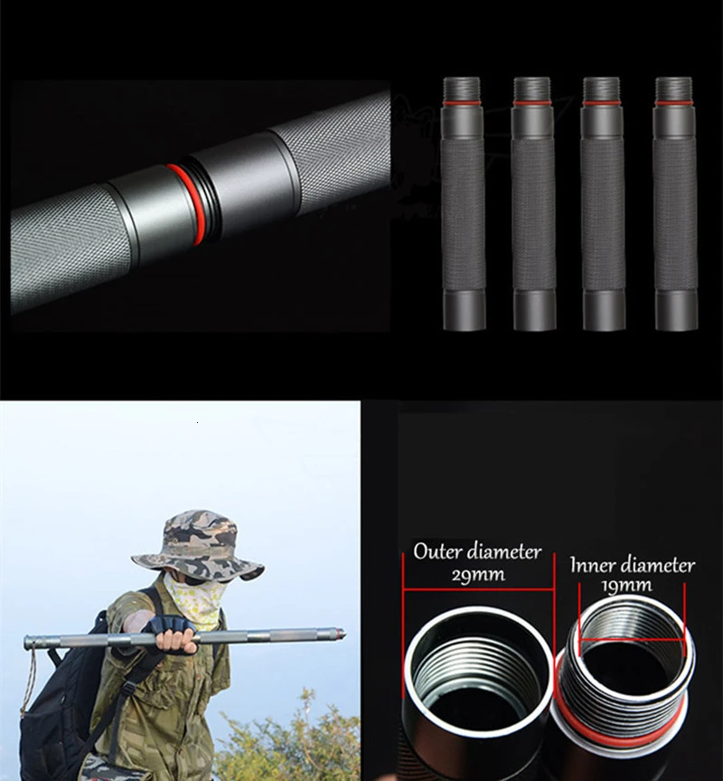 XC Multifunction Camping Hiking Walking Sticks Alpenstock Outdoor Aluminum Alloy Defense Tactical Stick Portable Camping Tools  (6)
