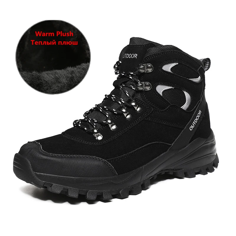 

Winter Men Hiking Shoes Lace Up Warm Size 39-48 Outdoor Autumn Jogging Trekking Warm Fur Non-slip Sneakers Mlitary Hiking Shoes