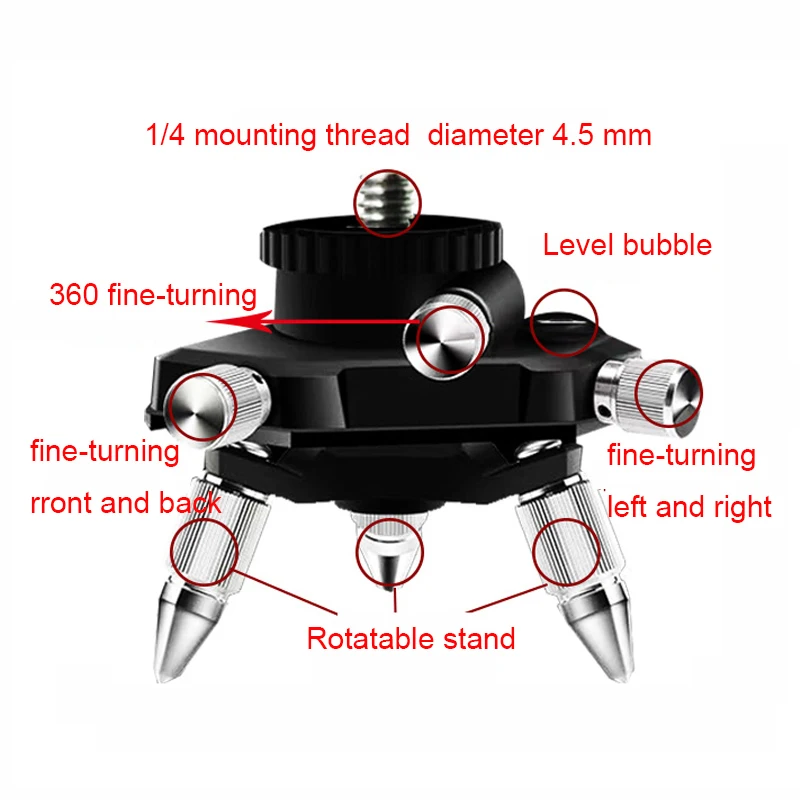 Infrared Level 360 degree Rotate Base with Universal   Adapter Clip 1/4 inch Mounting Thread Fine-turning Base   Tripod Bracket
