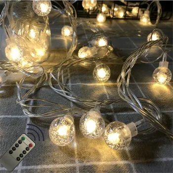 

YEMTCLR 7.5M 50LED Remote Crystal Ball String Lights Flash Fairy Garland For Outdoor Garden Christmas Wedding Decoration