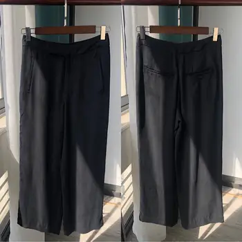

Fashion Wild Stylish Women's Wide Leg Pants Lady Office Loose Soft Zipper Trousers With Pocket
