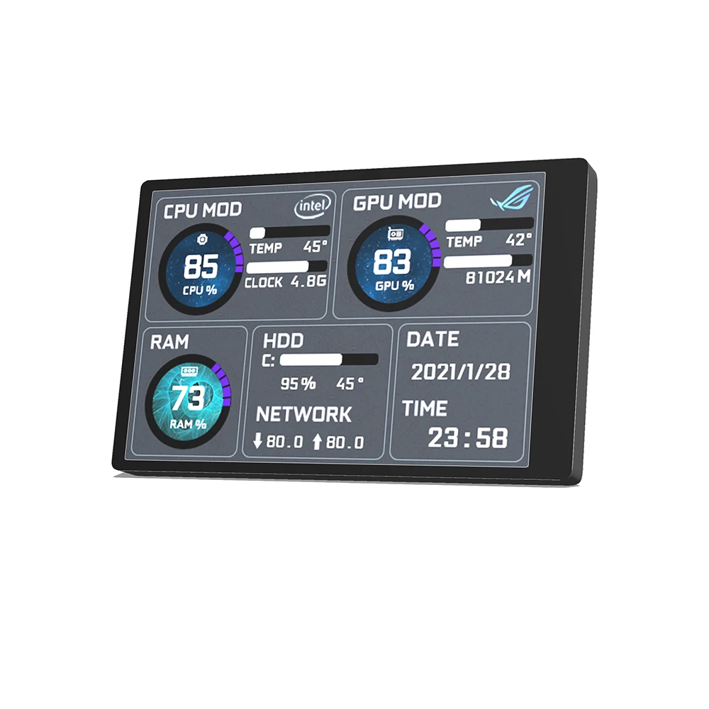 Caixa com Tela Monitor de Computador Ips de 3.5 Livre de Aida64 Tela Secundária Tipoc Polegadas Mini Usb - Image 3