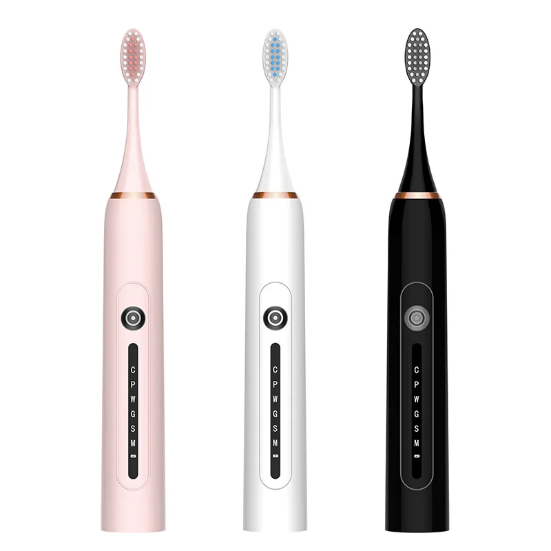 Sonic Electric Toothbrush Adult Timer Brush 6 Mode USB Charger Rechargeable Tooth Brushes Replacement Heads Set