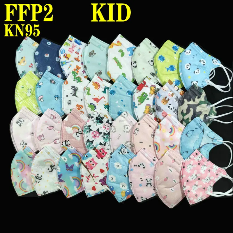 5 capas KN95 máscara chico 3-8 8-15 años dibujos animados FFP2 máscara niños niñas niños Mascarillas CE máscara protectora de seguridad