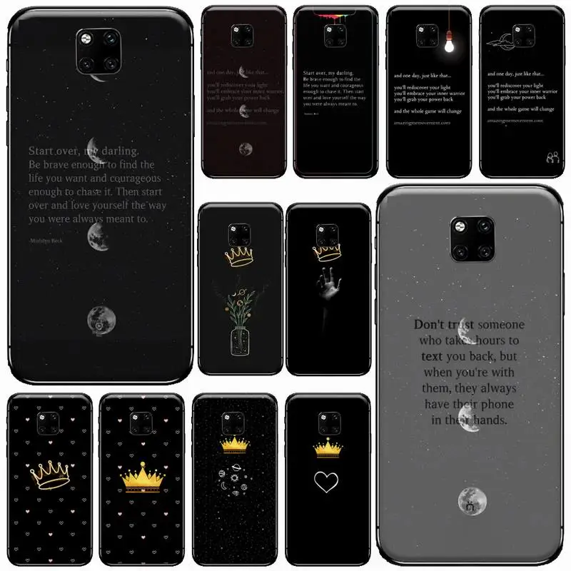 

Moon text Phone Case For Huawei P 9 8 10 40 Mate 30 Honor 8 8A 20 20s 9x nova 6se 5t Y9s PSMART lite pro 2017