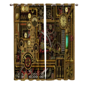 

Punk Mechanical Watch Curtains Window Living Room Curtains Kitchen Indoor Window High Blackout Curtain