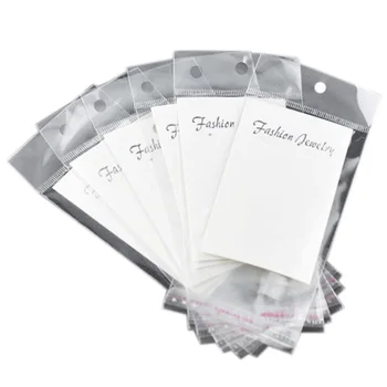 

100 White Earring Display Cards with Self Adhesive Bags